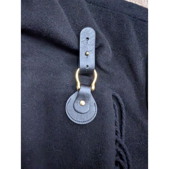 Lauren Ralph Lauren Cape Coat Women XXL Black Fringe Drape Wool Blend Mid Length - Picture 6 of 10